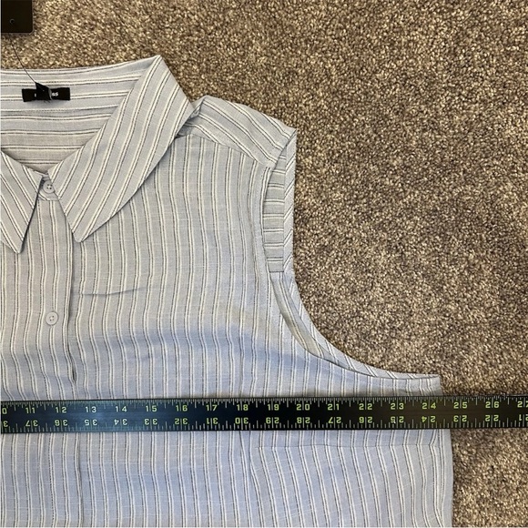 Express Women's Linen-Blend Pinstripe Sleeveless Button Up Shirt Size XL NWT $58 - Picture 11 of 16